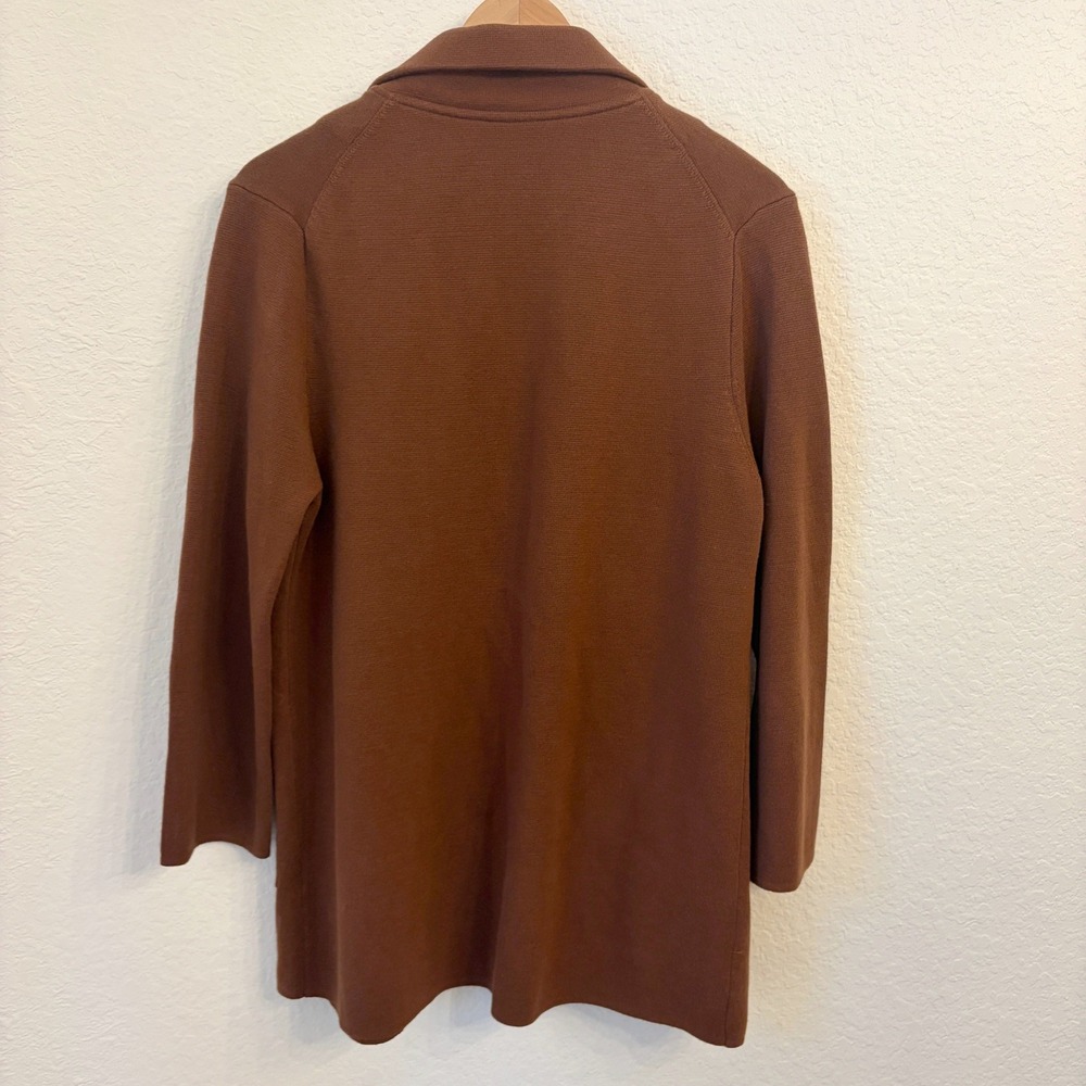 Quince 100% Organic Cotton Knit Blazer M Open Front Cardigan Sweater Brown - Picture 4 of 8